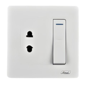 CÔNG TẮC ĐƠN 1 CHIỀU KẾT HỢP Ổ CẮM ĐƠN 2 CHẤU HIMEL HWDP1G1W2P