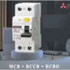 1P+N BV-DN 1PN 20A 30mA 4.5kA Aptomat Chống Giật RCBO MITSUBISHI